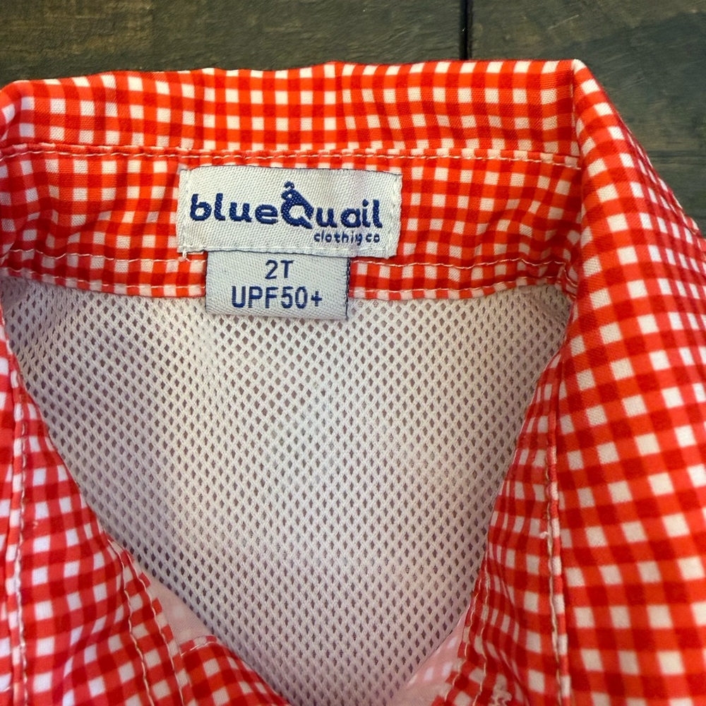 Blue Quail Little Girls Gingham Guayabera Red White Dress 2T - Picture 13 of 15